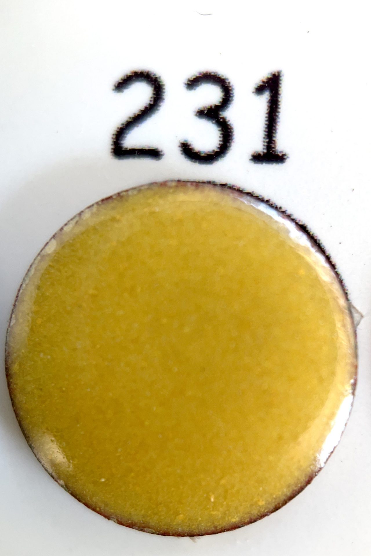 NEW!! Pearly's Enamel Powder No. 231 Opaque mustard 3oz. (85gr.) Great for torch/kiln/Cloisonné and Wet Packing Enameling