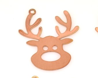 #318 Christmas Deer copper blank , stamped enamel , copper disc, disc, stamping blank, personalized disc, copper blank, raw copper