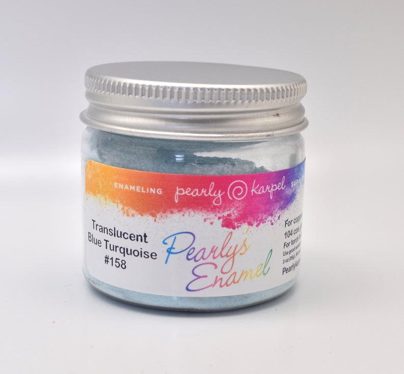 Pearly's Enamel Powder No. 158 Translucent Blue Turquoise 3oz. (85gr.) Great for torch/kiln/Cloisonné and Wet Packing Enameling - Image 2
