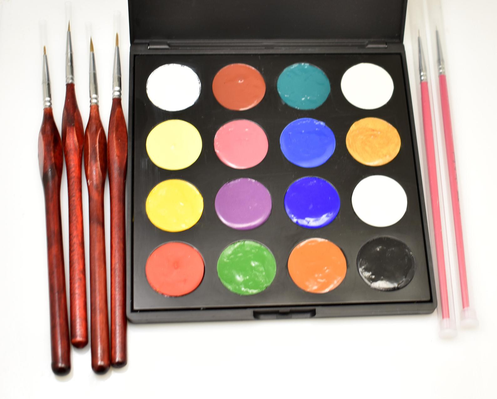 Cool Hot Paints Complete Kit - lead free - including Mixing Palette, Apply On Enameled Components - 16 Colors Palette and Brushes