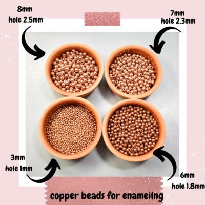 Solid Raw Copper beads for enameling 3mm, 6mm, 7mm, 8mm, 9mm