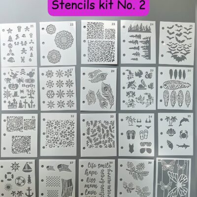 20 Different Designs Stencils With Folder - great for adding enamel powders