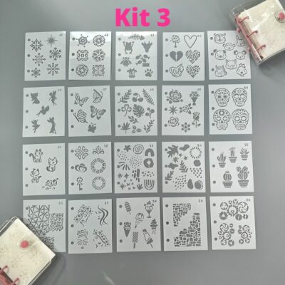 20 Different Designs Stencils With Folder - great for adding enamel powders - 3 kits available