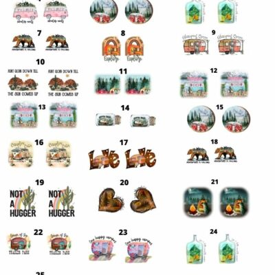 Camping - Ceramic decals - Enamel Decal - Fusible Decal - Glass Fusing Decal ~ Waterslide Decal - 4004