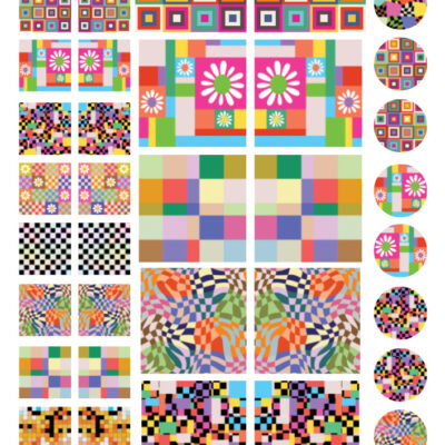 Geomtric Ceramic decals - Enamel Decal - Fusible Decal - Glass Fusing Decal ~ Waterslide Decal - 4009