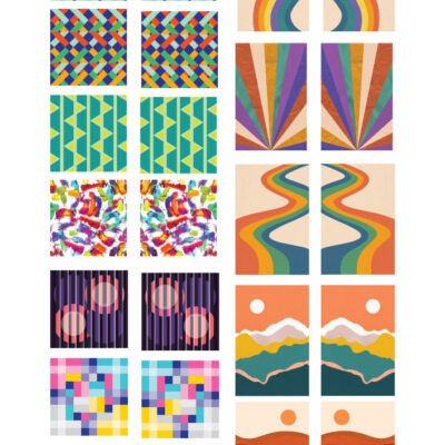 Geomtric Ceramic decals - Enamel Decal - Fusible Decal - Glass Fusing Decal ~ Waterslide Decal - 5004