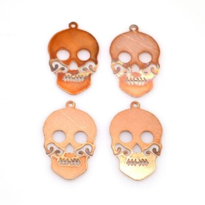 379# Skull copper blank , stamped enamel , copper for enameling,  stamping blank, personalized, copper blank, raw copper - Pack of 4- 30mm,