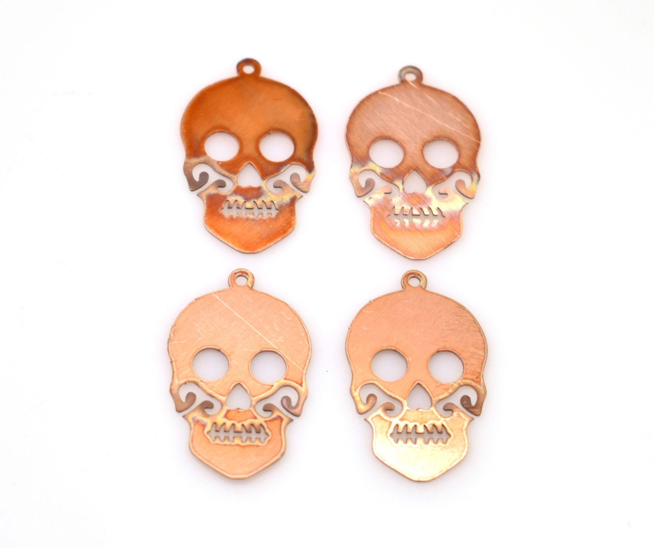 379# Skull copper blank , stamped enamel , copper for enameling, stamping blank, personalized, copper blank, raw copper - Pack of 4- 30mm,