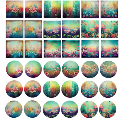 Flowers Ceramic decals - Enamel Decal - Fusible Decal - Glass Fusing Decal ~ Waterslide Decal - 3112