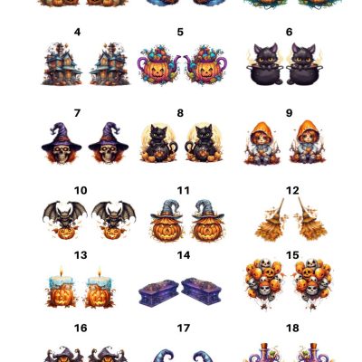 Halloween - Ceramic decals - Enamel Decal - Fusible Decal - Glass Fusing Decal ~ Waterslide Decal - 6104