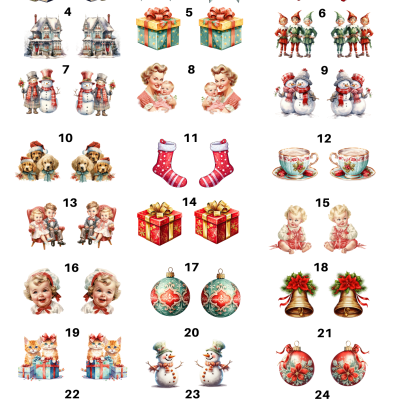 11102 Christmas Ceramic decals - Enamel Decal - Fusible Decal - Glass Fusing Decal ~ Waterslide Decal 11102