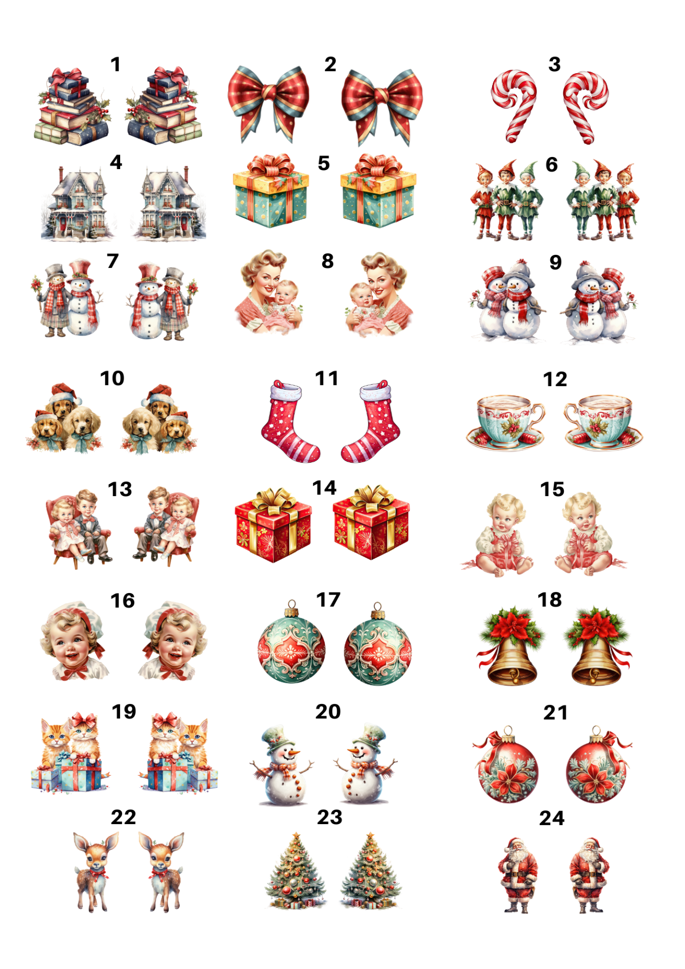 11102 Christmas Ceramic decals - Enamel Decal - Fusible Decal - Glass Fusing Decal ~ Waterslide Decal 11102